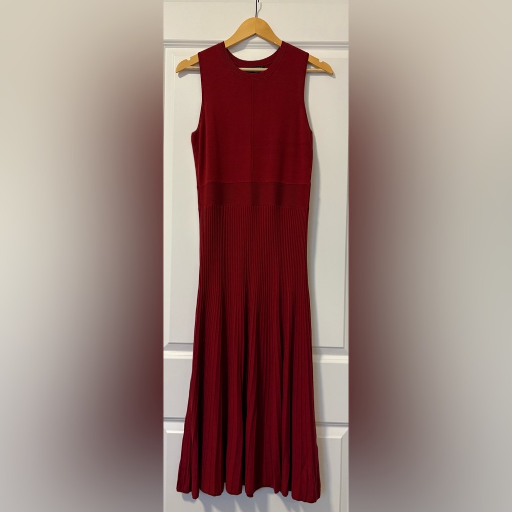 Banana Republic red sleeveless pleated sweater dress